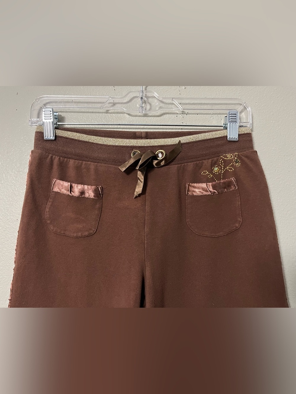 VTG Y2K Candies Wide Leg Capri Drawstring Pants Size XS Boho Indie Rave Hippie - Picture 5 of 9